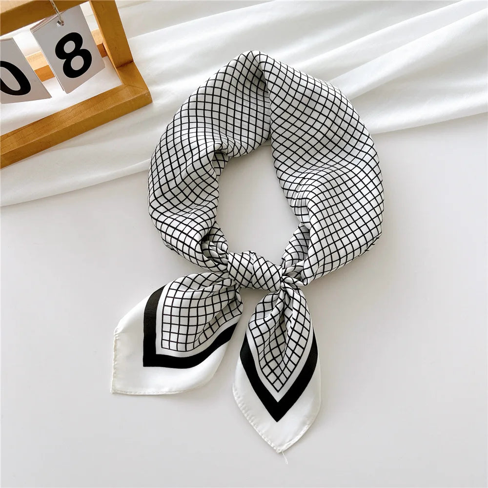 2023 New Print Silk Satin Headkerchief Women Luxury Design Neck Tie Scarf Female Hair Hand Wrist Foulard Shawl Hijab Bandana