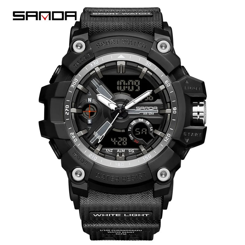 2024 Sports Digital Watches Men Dual Display Watches Quartz Waterproof Wristwatch Quartz Male Clcok Watch For relogio masculino