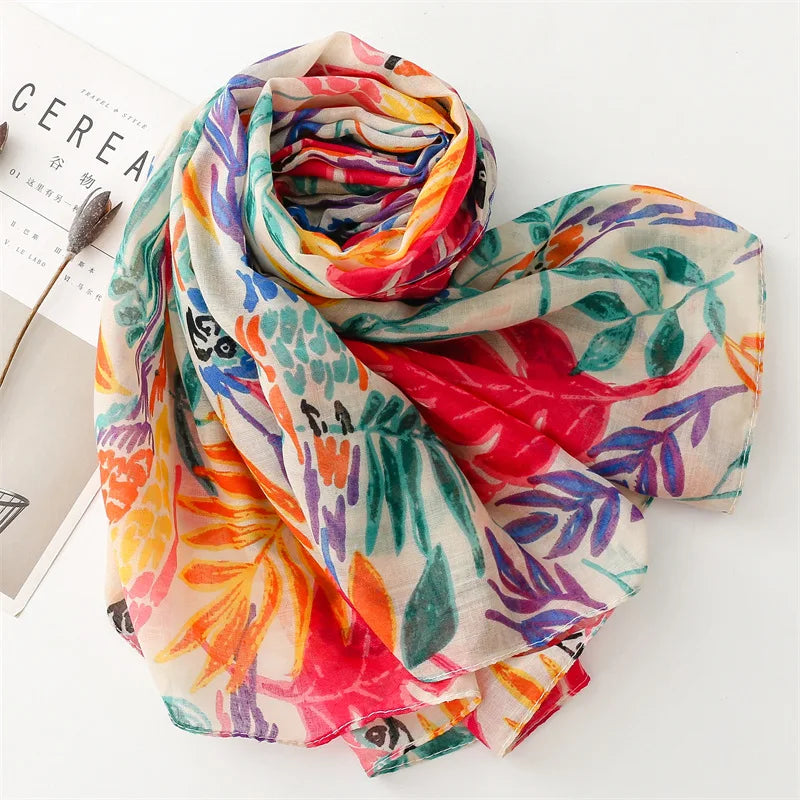 2024 Fashion Luxury Aircraft Ladies Women Scarf Female Long Shawl Tassel Four Seasons Versatile Floral Muslim Hijab Wrap Scarves