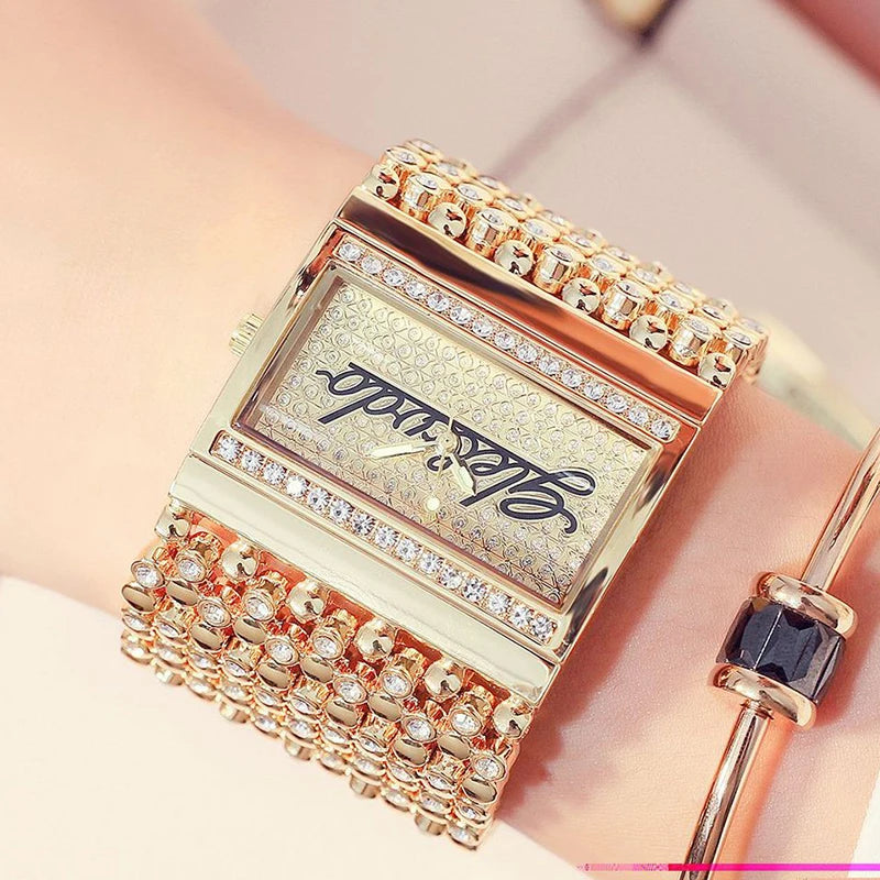 Square Women Silver Watches Top Brand Luxury Ladies Wrist Watches Female Clock relogio feminino Dropship Rhinestone