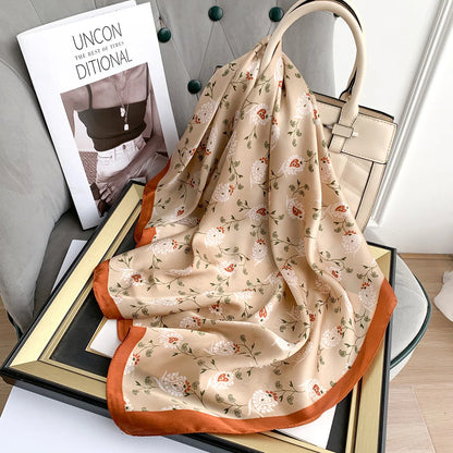 2023 New 70x70cm Women Multifunction Polyester Silk Head Scarf Retro Florals Prints Casual Small Square Wraps Scarves Shawls