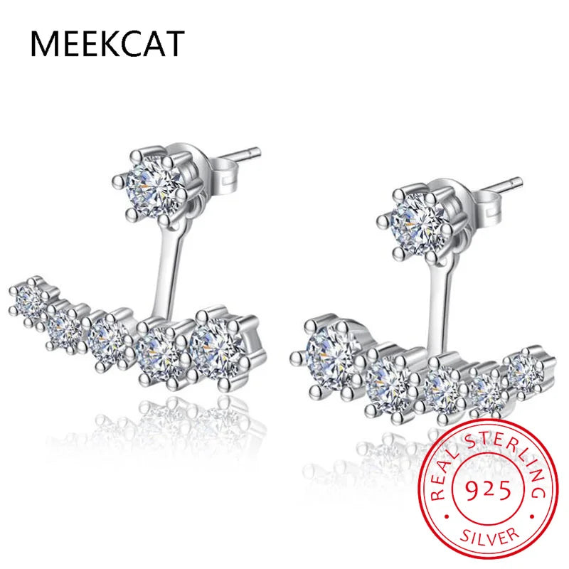 925 Sterling Silver Simple Korean Pave Zircon Mini Small Stud Earrings for Teen Women Daily Life Party Piercing Jewelry BKEJ305