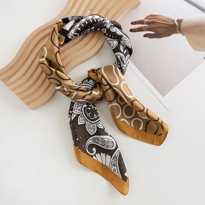 2023 Blooming Cashew Print Square Scarf Women Bandana Hairband Lady Head Wraps Female Shawl Fashion Neckerchief New