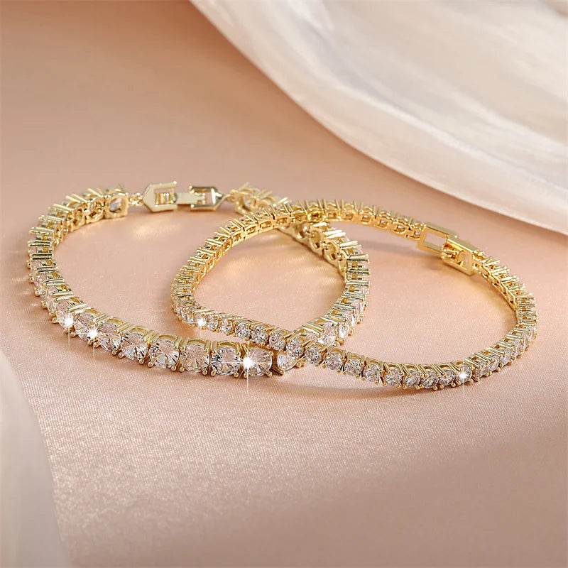 RAKOL Fashion 2.5mm Zirconia Tennis Bracelet For Women Crystal Charm Designer Tennis Thin Chain Bracelet On Hand Wedding Jewelry