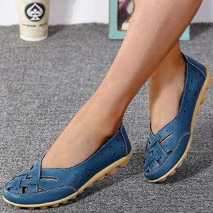 Women Shoes For Summer Flats Soft Leather Shoes Flat Slip On Loafers Women Casual Shoes Breather Moccasins Nursing Zapatos Mujer