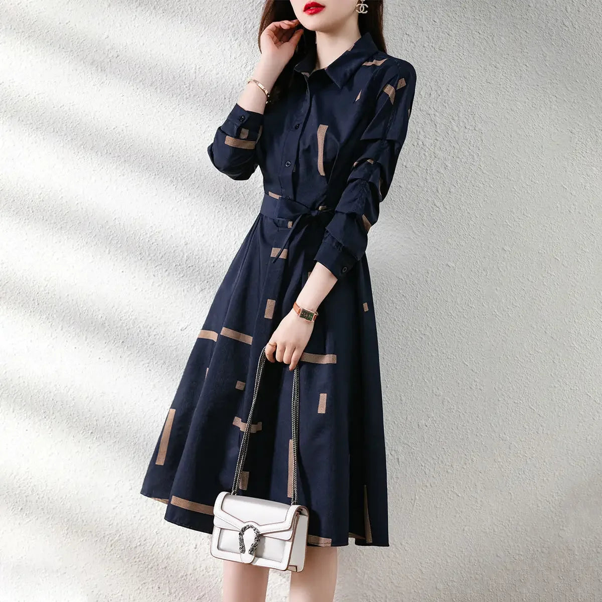 Spring Autumn Dresses for Women New In Midi Woman Long Sleeve Dress Casual Youth Korean Fashion Chic and Elegant Pretty Retro G