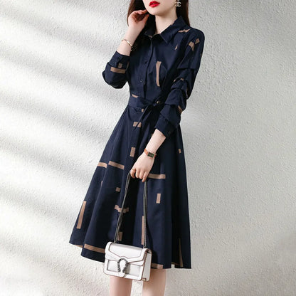 Spring Autumn Dresses for Women New In Midi Woman Long Sleeve Dress Casual Youth Korean Fashion Chic and Elegant Pretty Retro G