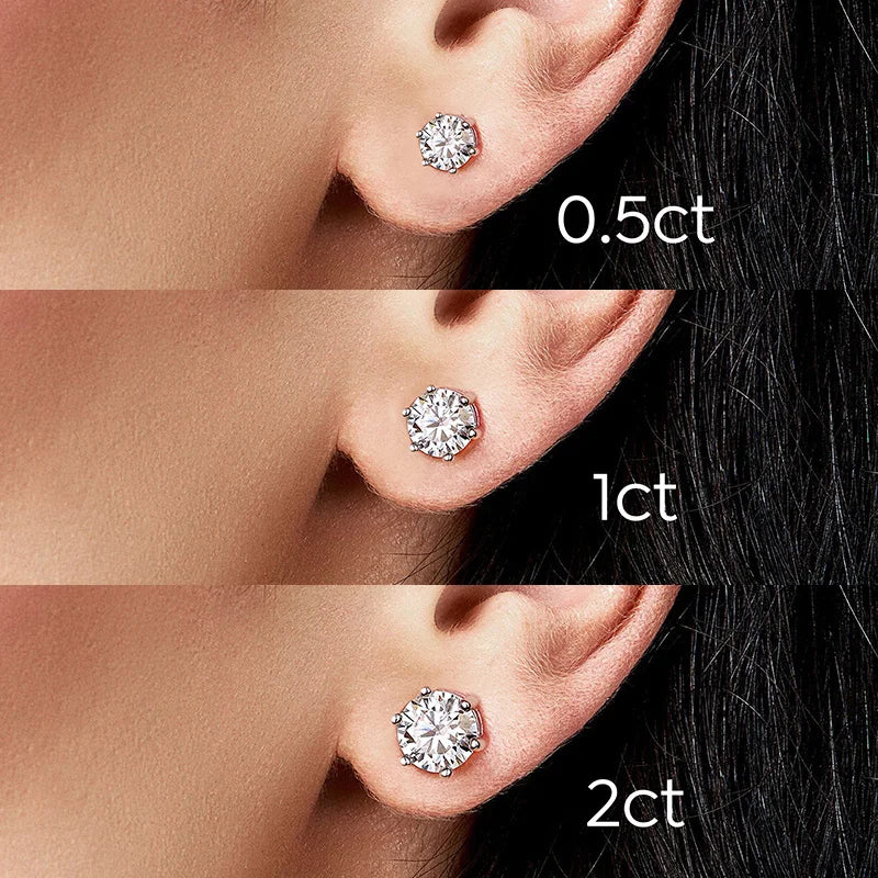 GRA 0.5ct-2ct D Color Certified Moissanite Stud Earrings