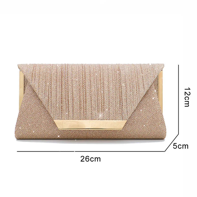 Glitter Envelope Handbag Women Shiny Gold Folded Long Purse Female Fashion Day Clutch Bling Bridal Wedding Party Evening Bag