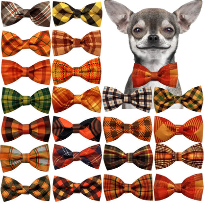 50/100pcs Thanksgiving Pet Accessories Movable Pet Dog Bow Tie Fall Dog Supplies Pet Dog Collar Accessories Dog Bowties