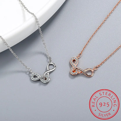 925 Sterling Silver Fine Jewelry Best Friend Forever Infinity Love Pendant Necklaces for Women Gifts Silver Chain