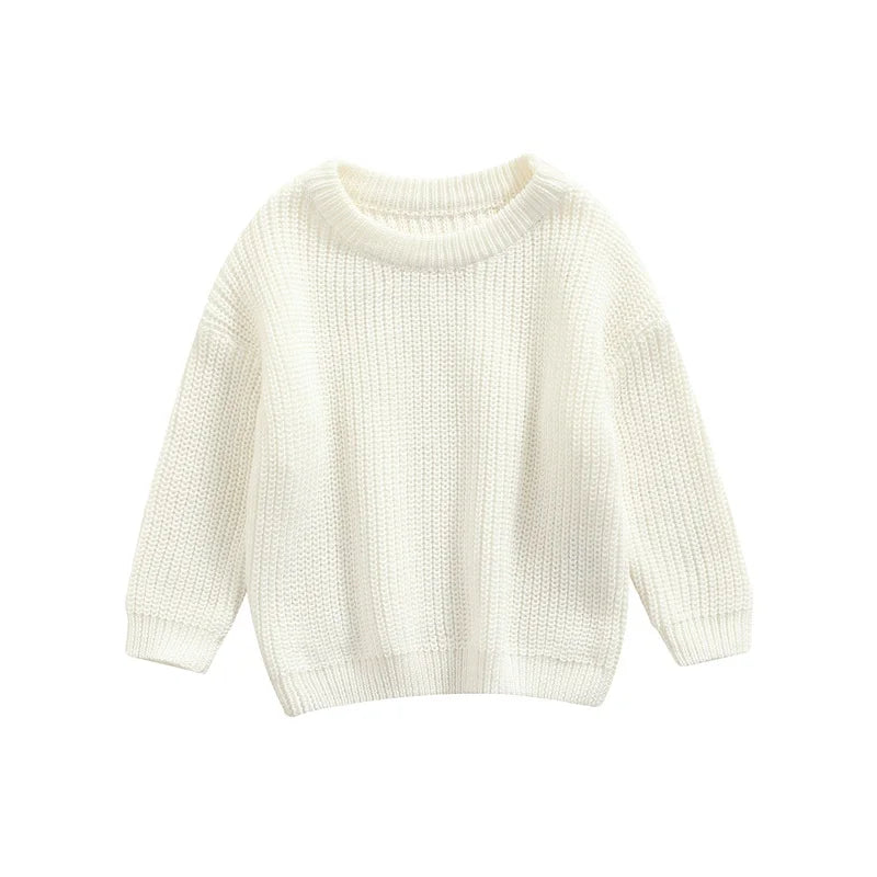 Suefunskry Newborn Baby Girl Boy Knitted Long Sleeve Autumn Winter Sweater Solid Loose Pullover Casual Tops Kids Clothes 3M-5Y