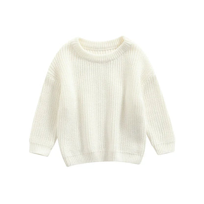 Suefunskry Newborn Baby Girl Boy Knitted Long Sleeve Autumn Winter Sweater Solid Loose Pullover Casual Tops Kids Clothes 3M-5Y