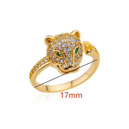 Zircon Leopard Head Rings For Women Men Stainless Steel Open Ring New Vintage Animal Aesthetic Jewelry anillos mujer