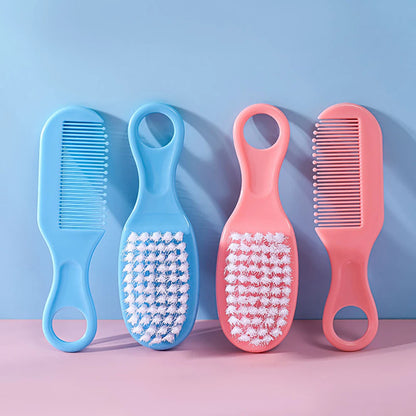 2Pcs/Set Baby Hairbrush Comb Portable Newborn Infant Toddlers Soft Hair Brush Head Massager Set Baby Kids Hair Care Supplies