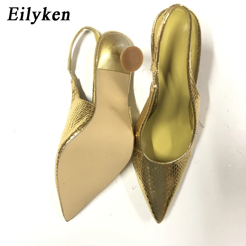 Eilyken New Spring Pointed Toe Women Pumps Gold Silver Mules Stiletto High Heel Shoes Sexy Stripper Party Ladies Sandals