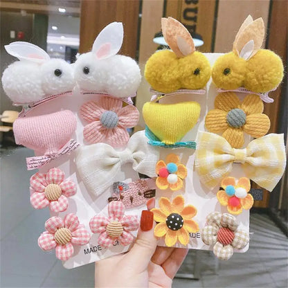 Children's Bow Hairpin Set Cute Princess Girl Broken Hair Bangs Clip Baby Cartoon Flower Hair Clips Hair Accessories Wholesale