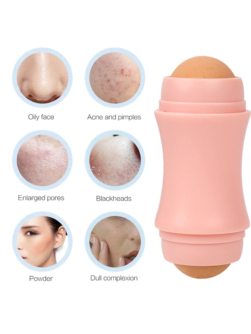 Face Oil Absorbing Roller 2 Balls Skin Care Tool Volcanic Stone Oil Absorber Washable Facial Oil Removing Care Skin Makeup Tool