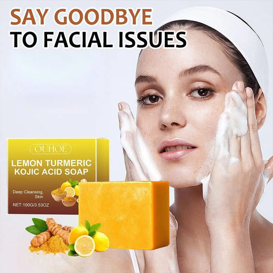 100g Lemon Turmeric Kojic Acid Soap Natural Brightening Improves Dull Skin Gentle Clean Oil Control Face Skin Care