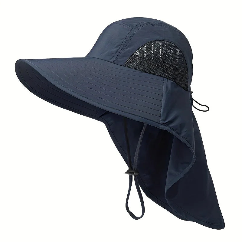 Men'S Wide-Brimmed Sun Hat-Breathable, Adjustable And Waterproof Nylon Hat With Mesh Weaving, Suitable For Hiking And Camping