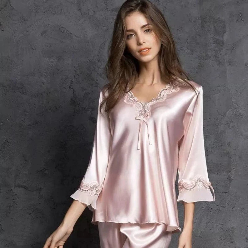 Ice Silk Sleepwear Pajama Sets