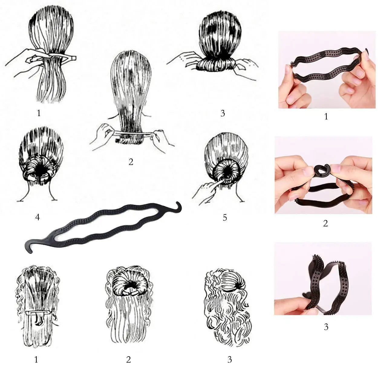 4-6Pcs/Set Black Basic Styling Tool Braid Hairstyle Twist Donut Bun Maker Hairpins For Women DIY Hair Styling Accessories