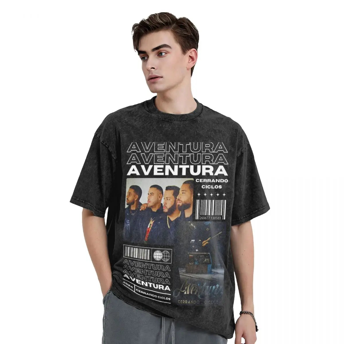 Men T Shirt 2024 Aventura Tour Closing Concert Cycles Washed T Shirts Hippe Beach Tees Y2K Retro Design Cotton Tops New Arrival