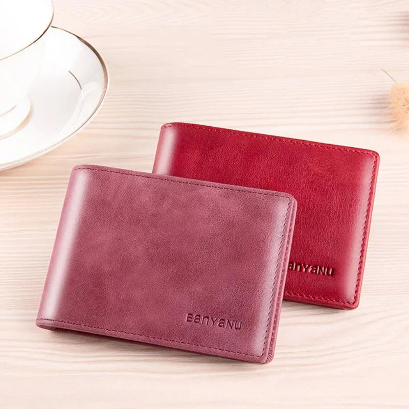 Cross Vertical Wallets for Women Genuine Leather