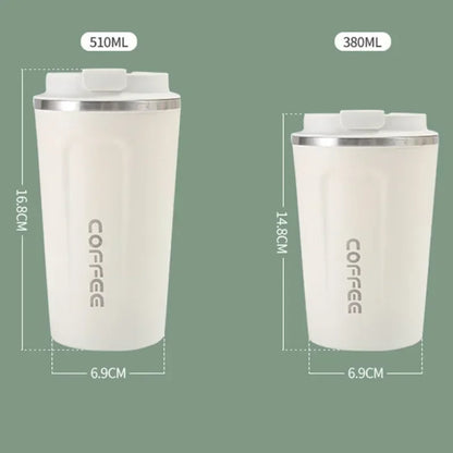 Portable 304 Stainless Steel Coffee Cup 380ml/510ml Vacuum Double-layer Insulated Cup Sealed Leak-proof Mug Outdoor Coffee Cup