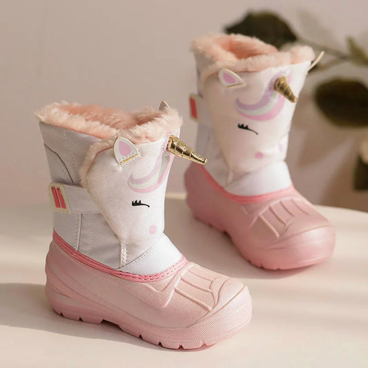 Girls Unicorn Snow Boots Waterproof Slip Resistant