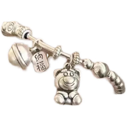 New Arrival Strawberry Bear Fortune Bell 925 Sterling Silver Female Charm Bracelet Jewelry For Women Birthday Gifts No Fade