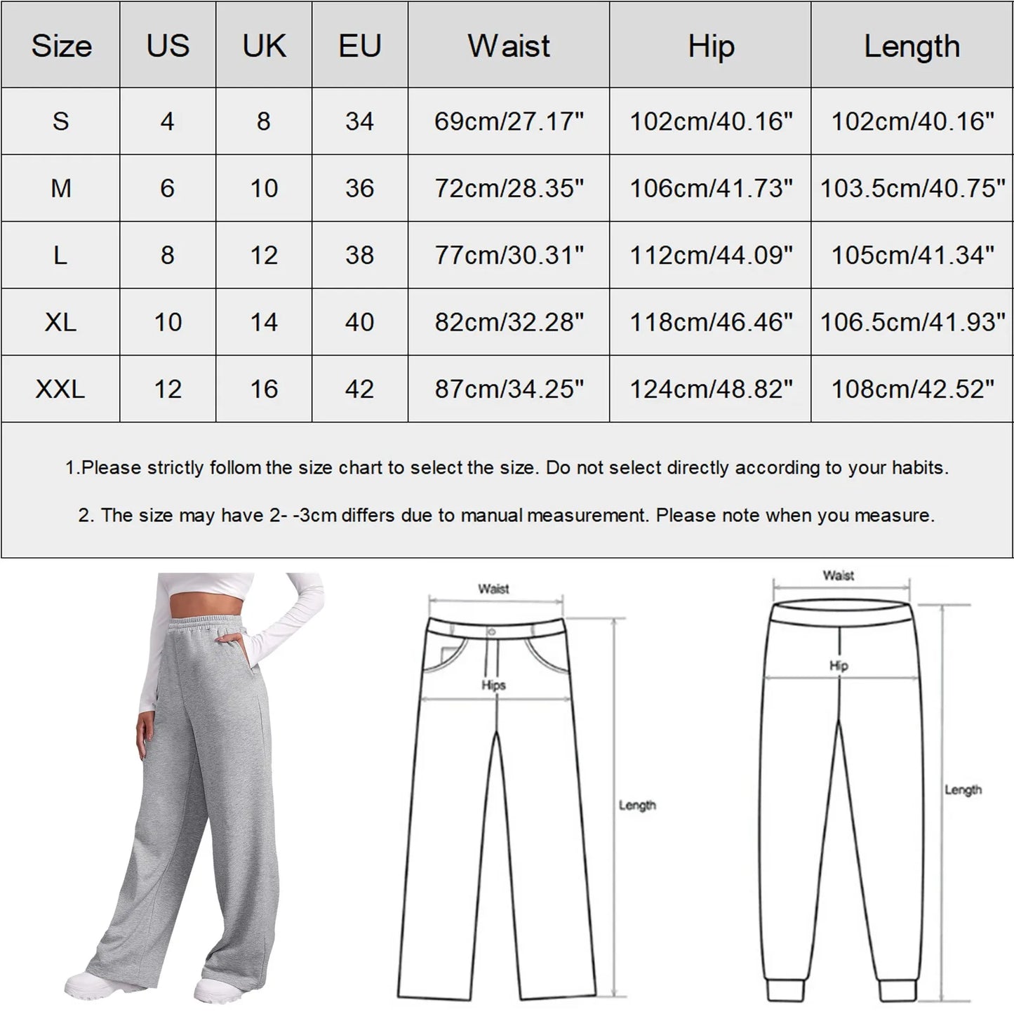 Sweatpants For Women’S Fleece Lined Straight Pants Bottom All-Math Fitness Joggers Travel Basic Wide Leg Pants Trousers Pantalon