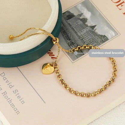 316L stainless steel bracelet Heart Bracelet Pull Titanium Steel bangle Ball Chain Bracelet Anklet adjustable bracelets