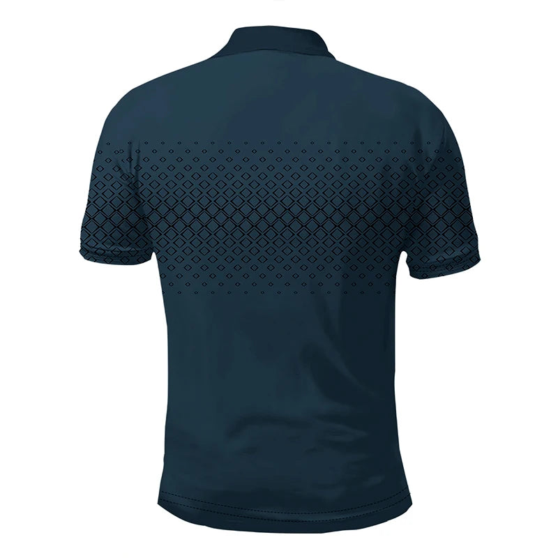 New Trending Men Summer Slim Fit Short Sleeve Sport Polo Shirt 3D Digital Print Casual Polo Shirt Men Business Casual Polo Shirt