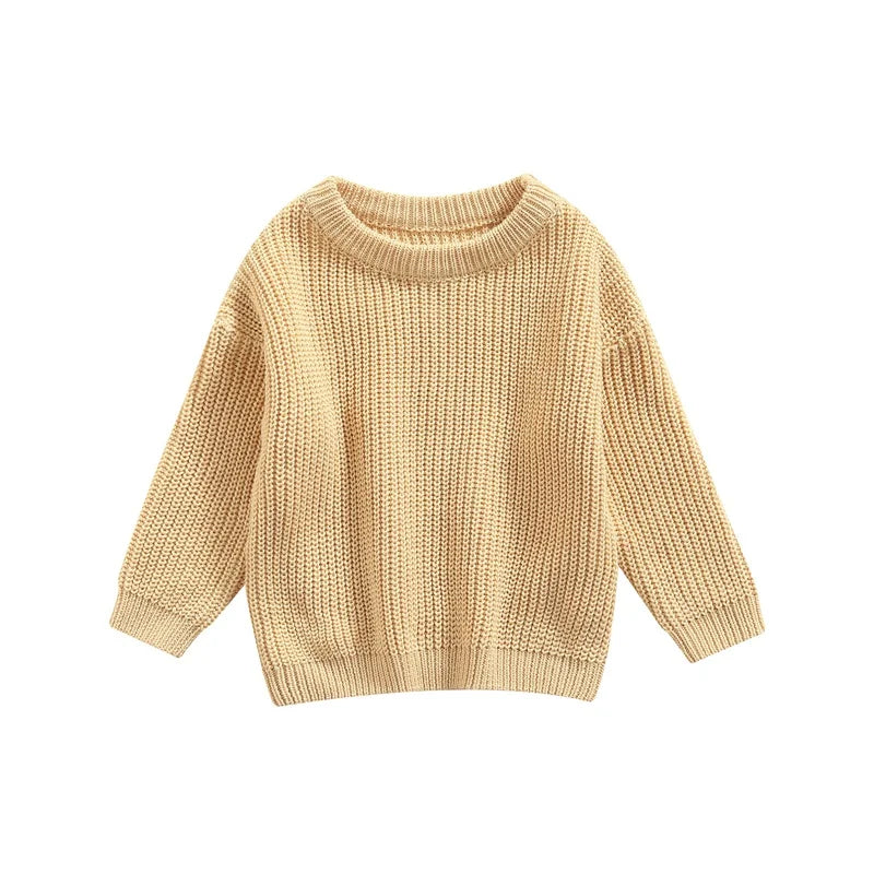 Suefunskry Newborn Baby Girl Boy Knitted Long Sleeve Autumn Winter Sweater Solid Loose Pullover Casual Tops Kids Clothes 3M-5Y