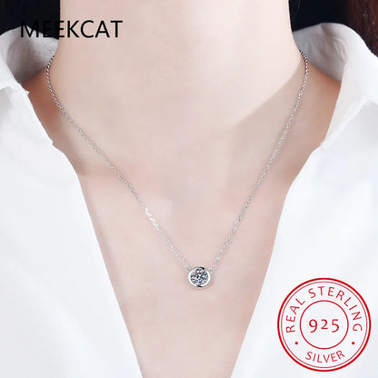 4mm 0.3ct D Color Moissanite Round Brilliant Cutting 18K Gold Plated 45cm 925 Sterling Silver Necklaces Wholesale