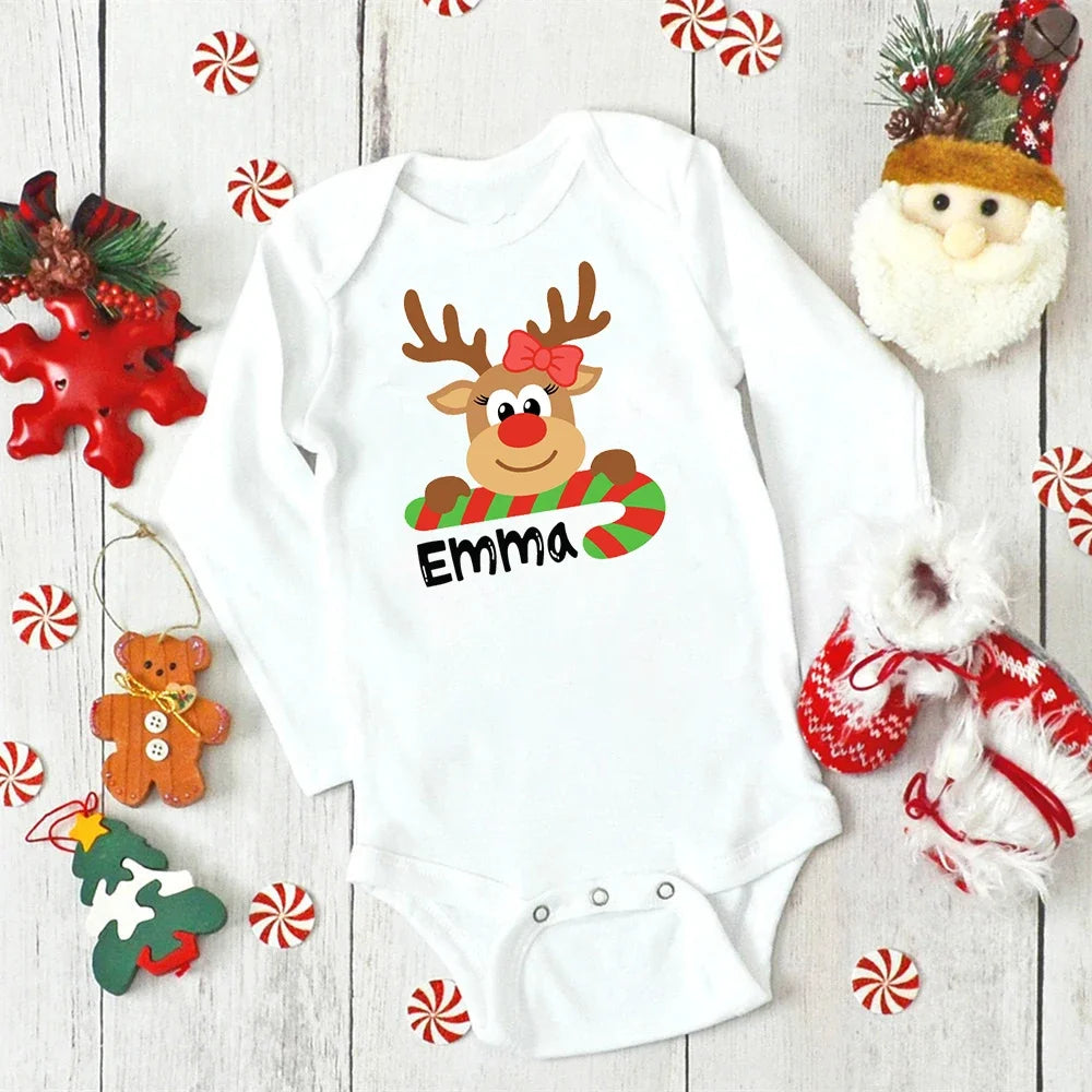 Custom Name Baby Christmas Bodysuits Outfits