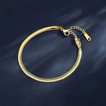 Stylish simple double snake chain stainless steel female anklet timeless gold colour female anklet jewelry