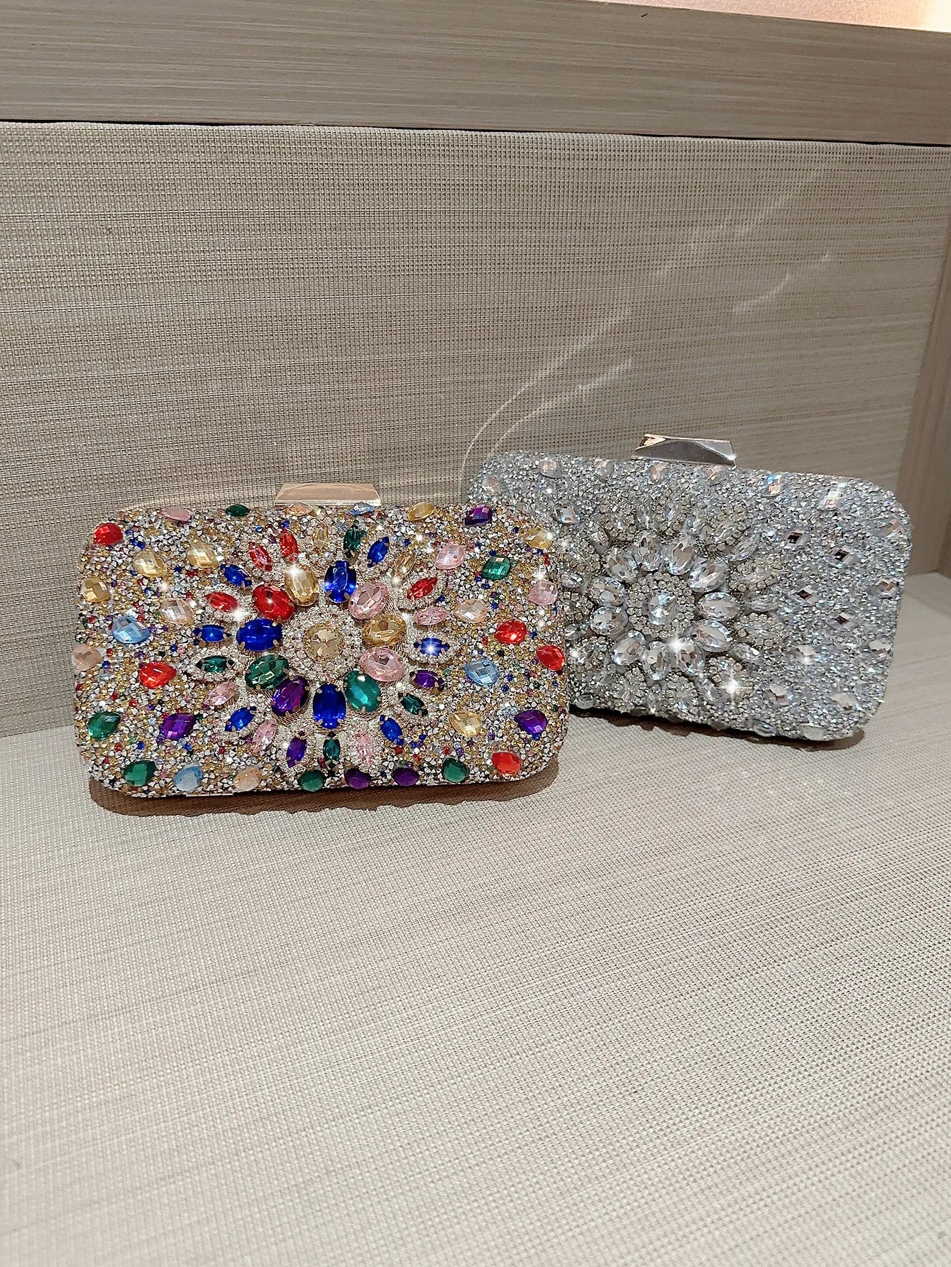 Popular evening bag, shiny rhinestone diamond clutch bag, dress bag, evening bag, chain bag, classy square box bag for women