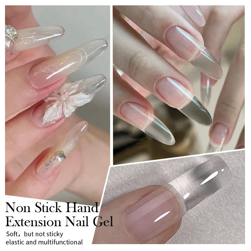 BORN PRETTY 15ml Clear Non Stick Hand Extension Gel Nail Polish for 3D Shaping Nail Art Solid Milky Jelly Hard Gel for Fake Nail