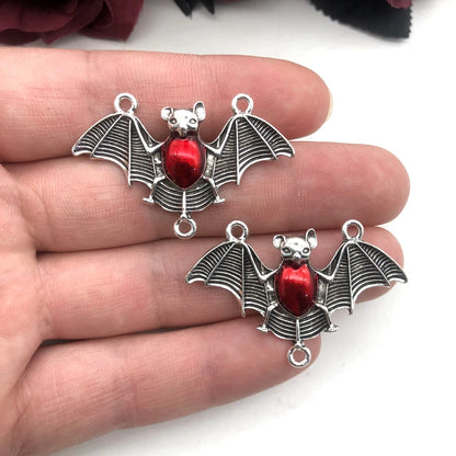 5pcs/lot Enamel Bat Choker Pendants, for Findings Charms Jewelry Making Diy Necklace Aesthetic Accessories Handmade Crafts 29x44