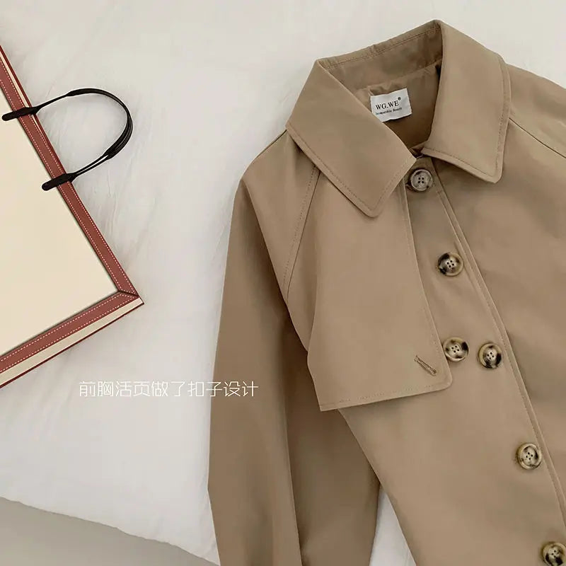 Korean Fashion Windbreaker Jacket Women Clothes Casual Loose Overcoat Spring Autumn Simple Chic Women Khaki Trench Coat