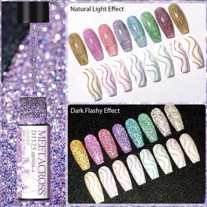 Colorful Reflective Glitter Liner Nail Polish Kit