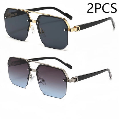 New Men's Metal Sunglasses Square Half Frame Rice Nails Casual Trend Personality Retro Fashion Outdoor Sports Eyeglasses