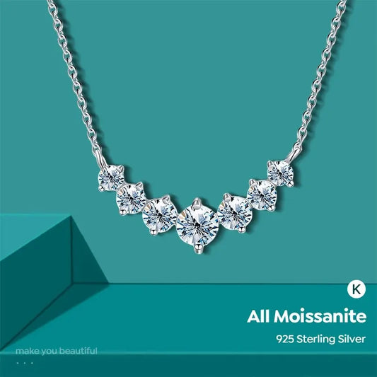 Real Moissanite Diamond Necklace for Woman Engagement Jewely with Certificates 925 Sterling Sliver Plated White Gold Necklace