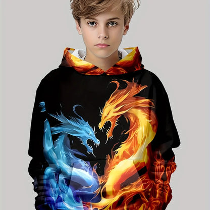 Boys Hoodies Long Sleeve Creative 3D Dragon Print