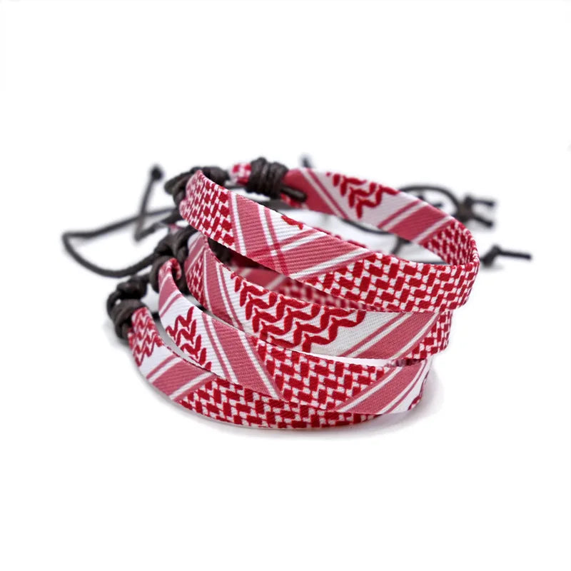 Meetvii Arabic Scarf Style Woven Bracelet for Women Men Handmade Ethnic Wave Dot Colored Ribbon Bracelets Jewelry