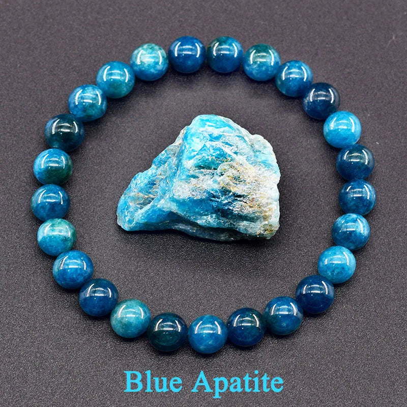 Original Reiki Blue Apatite Beads Bracelets Men Women Natural Stone