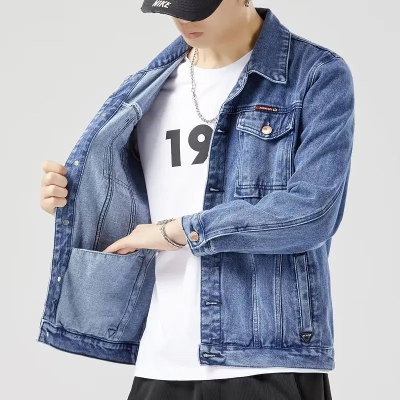 2023 Spring Autumn Men Black Denim Jacket Men's All-Match Korean Casual Fashionable Male Camouflage Work Jacket Shirt Top New