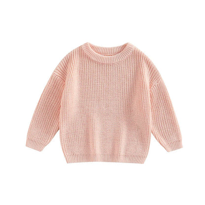 Suefunskry Newborn Baby Girl Boy Knitted Long Sleeve Autumn Winter Sweater Solid Loose Pullover Casual Tops Kids Clothes 3M-5Y